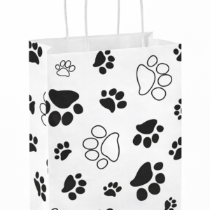 Printed Kraft Paper Shopping Bags - 8 x 4 1⁄2 x 10 1⁄4", Cub, Paw Print