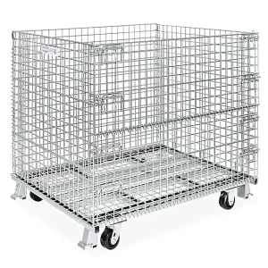 Collapsible Wire Container with Casters