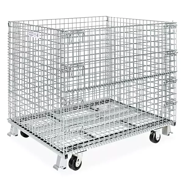 Collapsible Wire Container with Casters