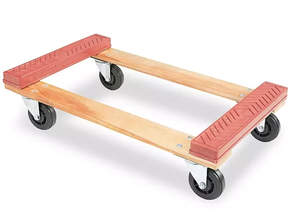 Standard Hardwood Rubber End Dolly - 4" Casters, 750 lb Capacit