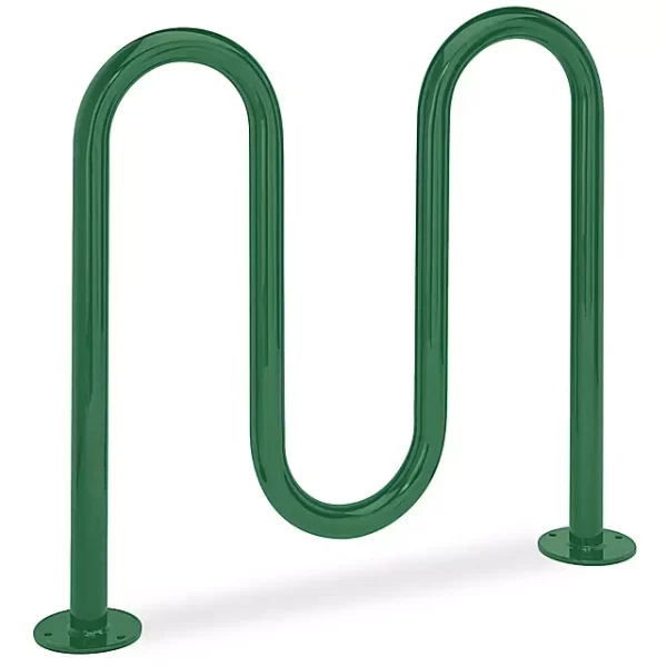 3-Loop Wave Style Bike Rack - 5 Bike Capacity, Green
