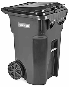 Packtek Lockable Trash Can with Wheels - 65 Gallon, Dark Gray
