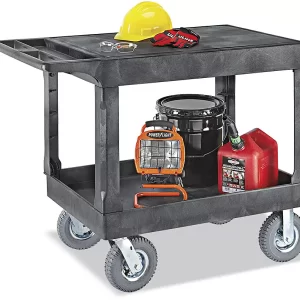 Packtek Flat Shelf Utility Cart with Pneumatic Wheels