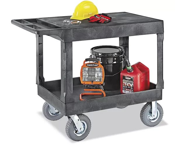 Packtek Flat Shelf Utility Cart with Pneumatic Wheels