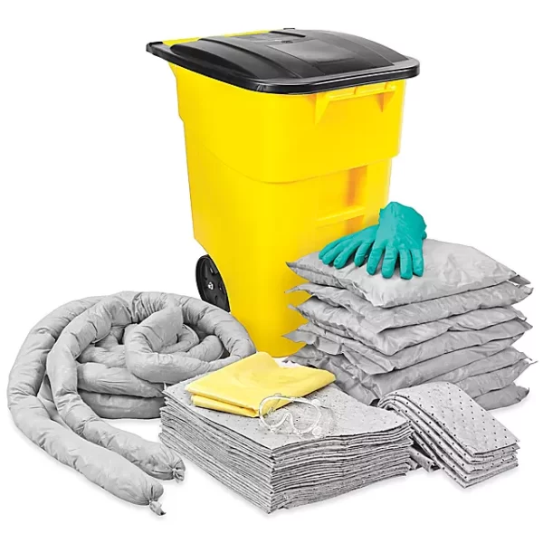 Universal 50 Gallon Mobile Can with Wheels Spill Kit