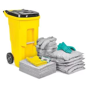 Universal 35 Gallon Mobile Can with Wheels Spill Kit
