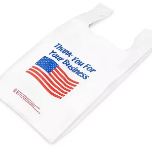 T-Shirt Bags - American Flag, 12 x 7 x 22", .5 Mil