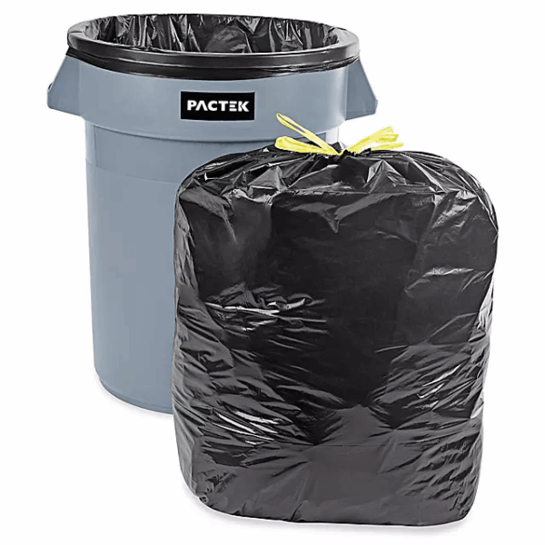 Drawstring Trash Liners - 1.4 Mil, 33 Gallon, BlackLINEAR LOW DENSITY
