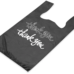 T-Shirt Bags - "Thank You", 12 x 7 x 22", .5 Mil, Black