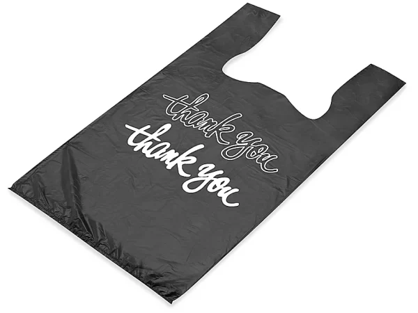 T-Shirt Bags - "Thank You", 12 x 7 x 22", .5 Mil, Black