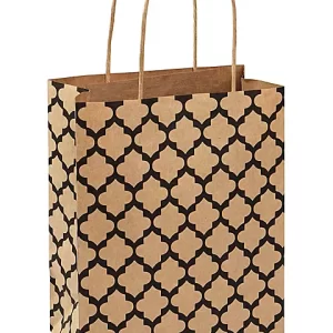 Printed Kraft Paper Shopping Bags - 8 x 4 1⁄2 x 10 1⁄4", Cub, Geo