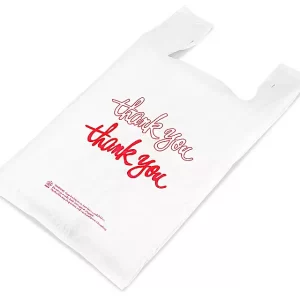 T-Shirt Bags - "Thank You" Script, 12 x 7 x 22", .5 Mil