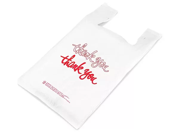 T-Shirt Bags - "Thank You" Script, 12 x 7 x 22", .5 Mil