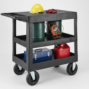 Pactek Flat Shelf Utility Cart with Pneumatic Wheels