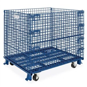 Collapsible Wire Container with Casters