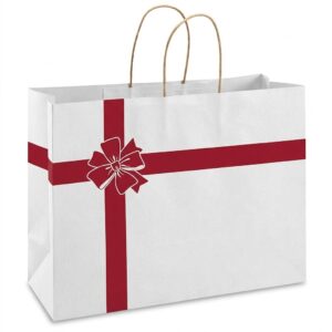 Printed Kraft Paper Shopping Bags - 16 x 6 x 12", Vogue, Red Bow