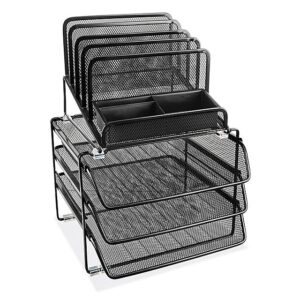 Wire Mesh Deluxe Desktop Organizer - Black