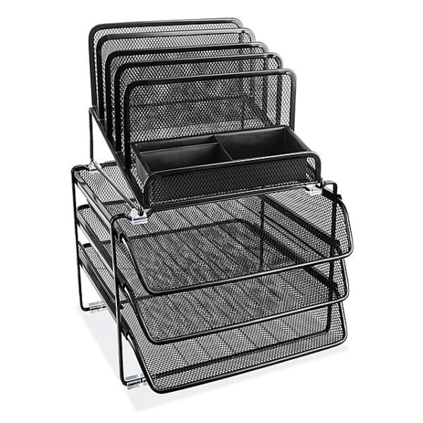 Wire Mesh Deluxe Desktop Organizer - Black