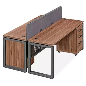 Metro Office Workstation - 2-Person Back-to-Back, 72 x 48", Walnut