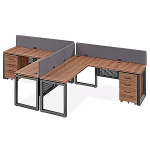 Metro Office Workstation - 2-Person L-Desk, 144 x 72", Walnut