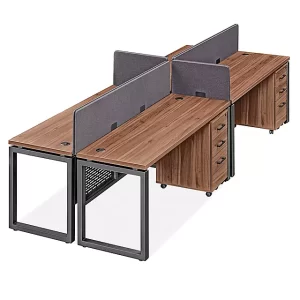 Metro Office Workstation - 4-Person Back-to-Back, 144 x 48", Walnut