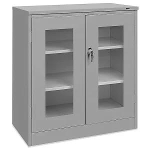 Counter High Clear-View Cabinet - 36 x 18 x 42", Unassembled, Gray