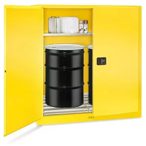 Flammable Drum Storage Cabinet - Vertical, Manual Doors, 110 Gallon