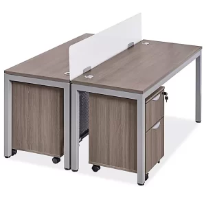 Downtown Office Workstation - 2-Person Back-to-Back, 60 x 48", Gray