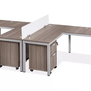 Downtown Office Workstation - 2-Person L-Desk, 120 x 72", Gray