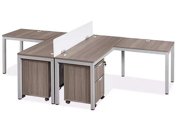 Downtown Office Workstation - 2-Person L-Desk, 120 x 72", Gray