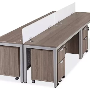 Downtown Office Workstation - 4-Person Back-to-Back, 120 x 48", Gray
