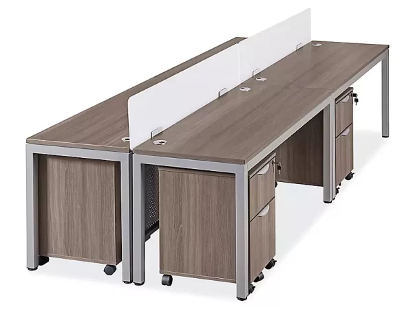 Downtown Office Workstation - 4-Person Back-to-Back, 120 x 48", Gray