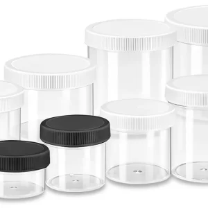 Clear Round Wide-Mouth Plastic Jars