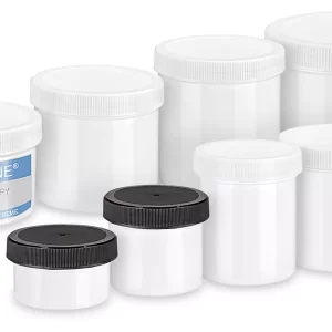 White Round Wide-Mouth Plastic Jars