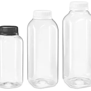 Clear Square Plastic Juice Bottles