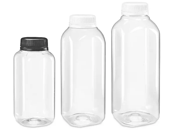 Clear Square Plastic Juice Bottles