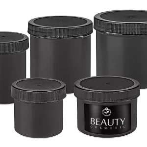Black Round Wide-Mouth Plastic Jars