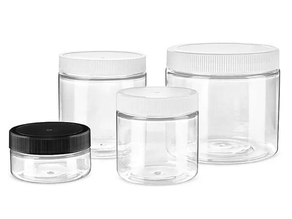 Clear PET Straight-Sided Plastic Jars