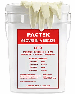 Industrial Latex Gloves in a Bucket