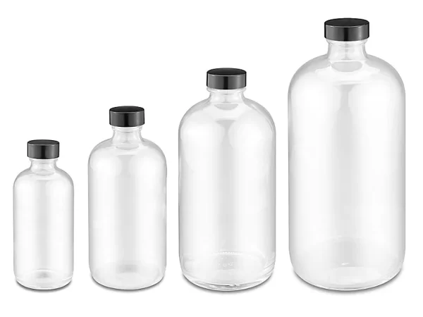 Clear Boston Round Glass Bottles