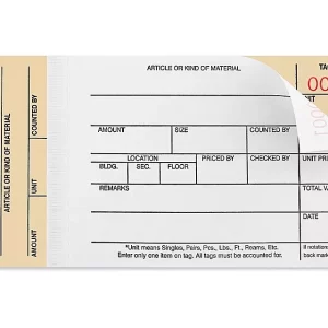 2-Part Stub Style Carbonless Inventory Tags
