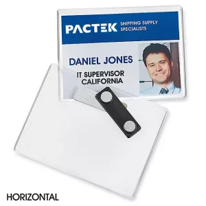 Name Badge Holders - 4 x 3", Horizontal, Deluxe Magnetic