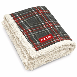 Lamb's Wool Throw - Gray-Red Plaid