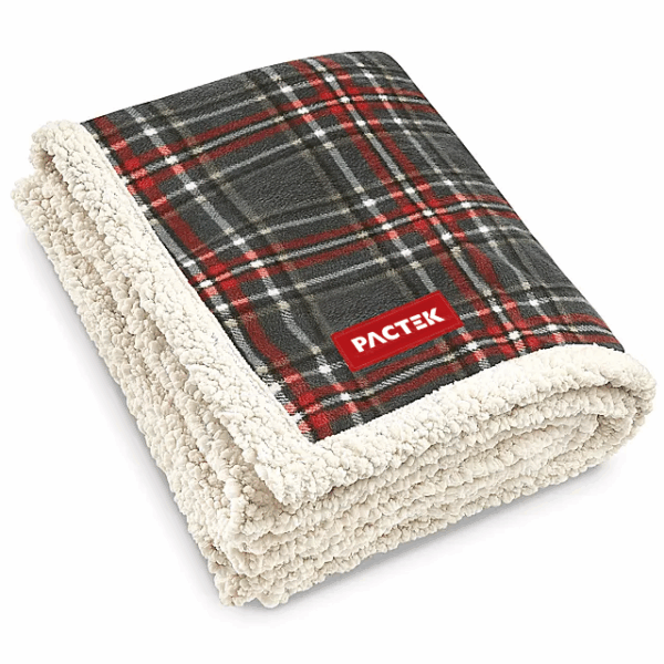 Lamb's Wool Throw - Gray-Red Plaid