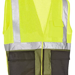 Class 2 Black Bottom Hi-Vis Safety Vest with Pockets - Lime, 2XL/3XL