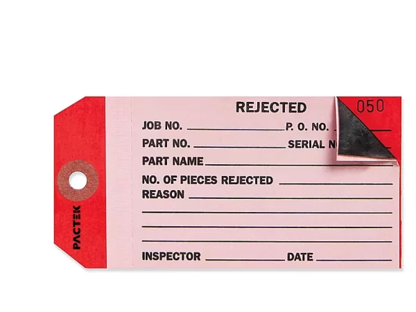 2-Part Inspection Tags - "Rejected", Plain