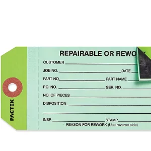2-Part Inspection Tags - "Repairable/Rework", Plain