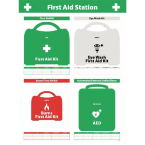 First Aid & Eye Wash & Burns & AED Station
