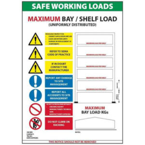 Safe Working Loads Pallet Racking Sign