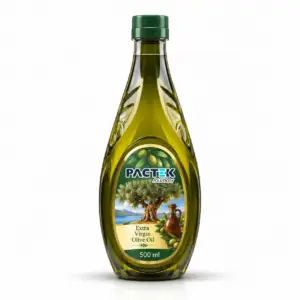 PACTEK Extra Virgin Olive Oil – 500 ml Embossed Oval Bottle